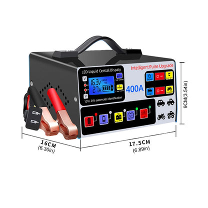 400A Intelligent Pulse Repair Charger Battery High Power Fast Charger 12V/24V Five-Stage Full Automatic Car Battery Charger 220W