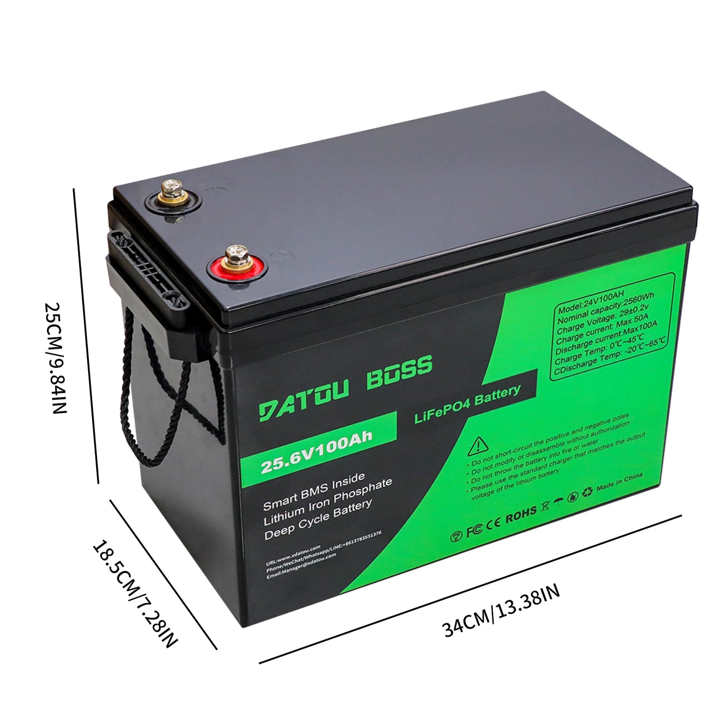 DATOUBOSS 12V100Ah Deep Cycle Lithium Iron Phosphate Battery Built-in Intelligent BMS For RV Golf Cart Boat Solar System NO TAX