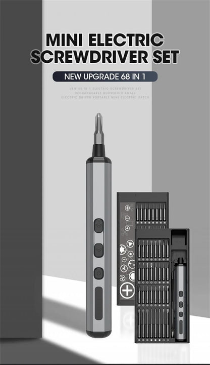 Mini Precision Electric Screwdriver Set 68 in 1 Power Repair Tool with 64 Magnetic Torx Phillips Drill Bits 5 Torque Settings