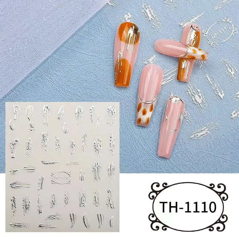 1PCS Marbled Nail Sticker 3D Abstract Lines Sticker Nail Art Supplies Nail Decals Y2K Laser Butterfly Ladies Nail Art Decoration