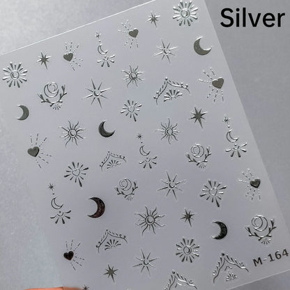 1pcs 5D Star Moon Nail Stickers Kawaii Pink Retro Bronzing Nail Art Sticker Decorations Decals DIY Adhesive Slider Accessories