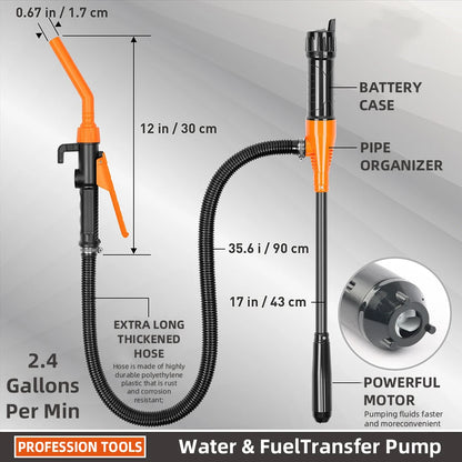 Handheld Electric Oil Siphon Pump Liquid Transfer Battery Powered Portable Water Gas Extractor Tool Car Petrol Fuel Siphon Pump