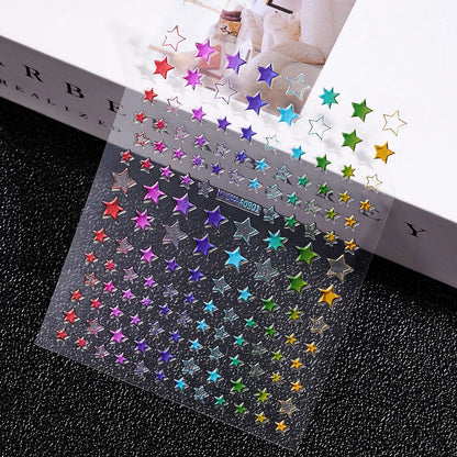 3D Gold Sun/Moon/Star Bronzing Nail Art Sticker 8*10cm Laser Star Moon Design Nail Decal Gold Silver Self-Adhesive Slider &*&