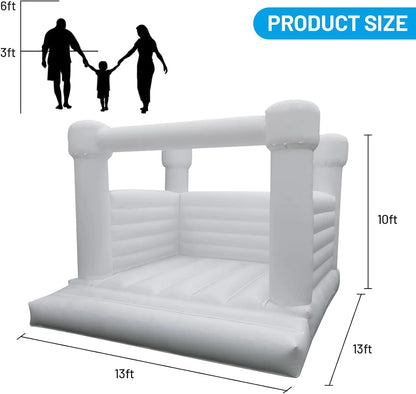 White Inflatable Bounce House With Blower 100% PVC Durable Jumping Bouncy Castle Jumper For Birthday Party Backyard Kids Gifts