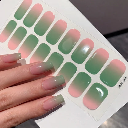 Semi-cured Gel Nail Stickers Solid Color Nail Semi-baked Tips Full Paste Nail Decals UV Lamp Need