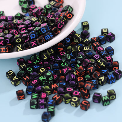 Hot! 100Pcs/Lot 6mm Mixed Many Kinds Acrylic Cube Square Number&Alphabet Letter Beads for Bracelet Necklace Jewelry Making DIY