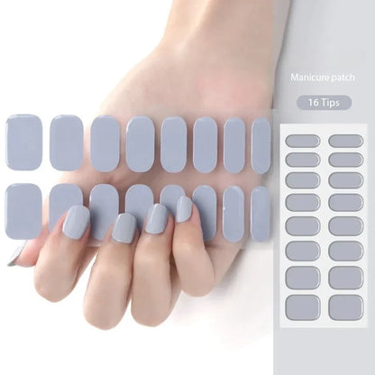 16/22 Tips Semi Cured Gel Nail Stickers for UV Lamp Designer Adhesive Nail Gel Wraps DIY Long-lasting  Nail Decoration