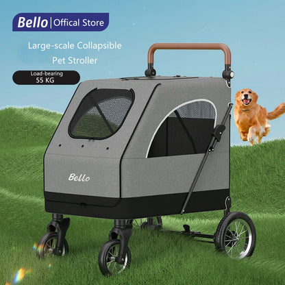 STLF(Ready to Ship) Manufacture Large Pet Stroller for Big Dog Safety Outdoor Walking Travel Foldable Trolley