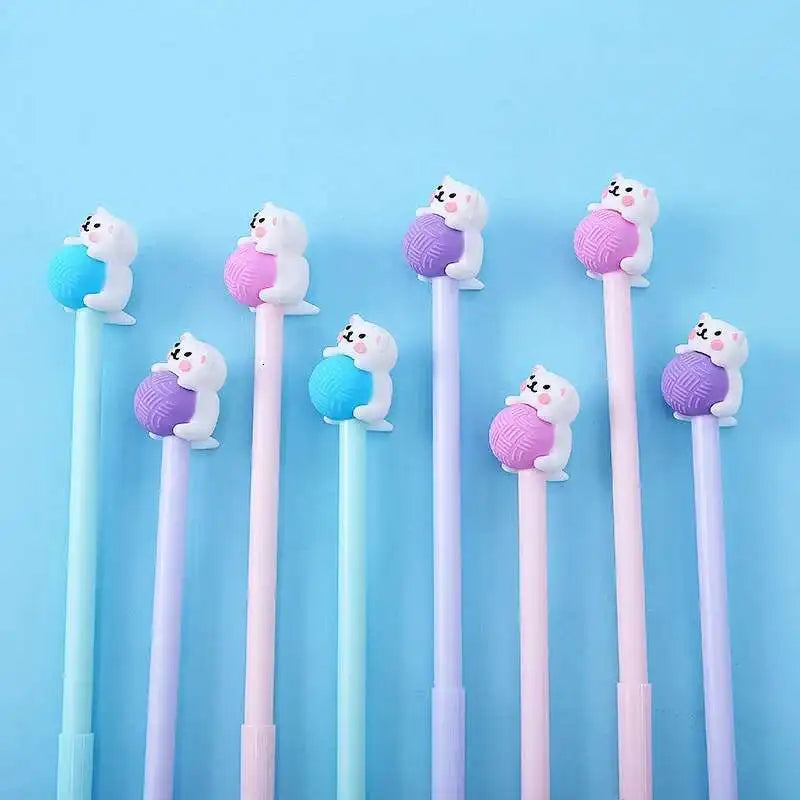 1 Pcs Lytwtw's Cute Creative Cat Gel Pen Cartoon Kawaii Stationery Office School Supplies sweet pretty lovely cartoon Handles