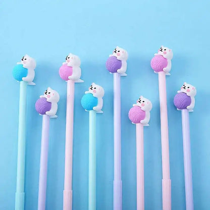 1 Pcs Lytwtw's Cute Creative Cat Gel Pen Cartoon Kawaii Stationery Office School Supplies sweet pretty lovely cartoon Handles