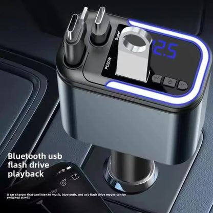 5 In 1 Retractable USB C Car Charger 180W Car Fast Charging Adapter With Atmosphere Lights For IPhone,iPad,Android