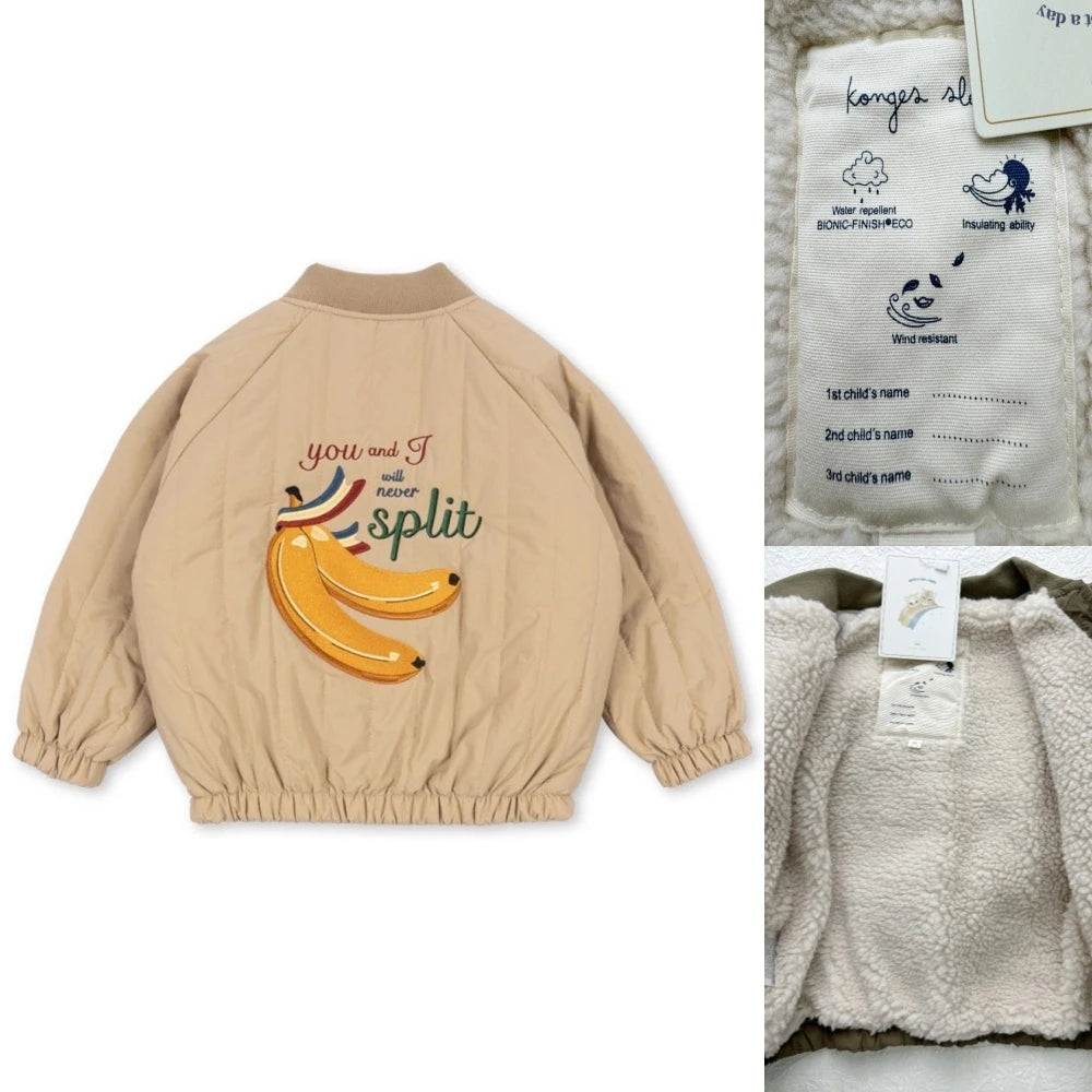 2025 KS Brand Winter Baby Boys Lambswool Jackets Vest Kids Clothes Girls Cherry Jackets Outerwear Coats Flight Suit Jackets 1-9Y