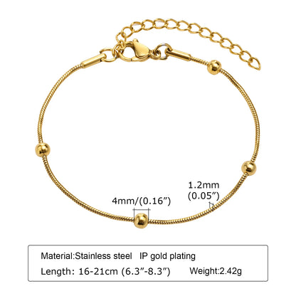 Non Tarnish Stainless Steel Bracelet Gold Plated Stackable for Women, Thin Herringbone Chain Bracelet Waterproof Jewelry Gift