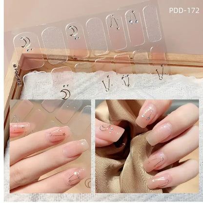 1PC Gel Nail Sticker Patch Slider Flower Gradient Color Back Glue Full Cover Waterproof Gel Nail Sticker UV Lamp Curing Manicur