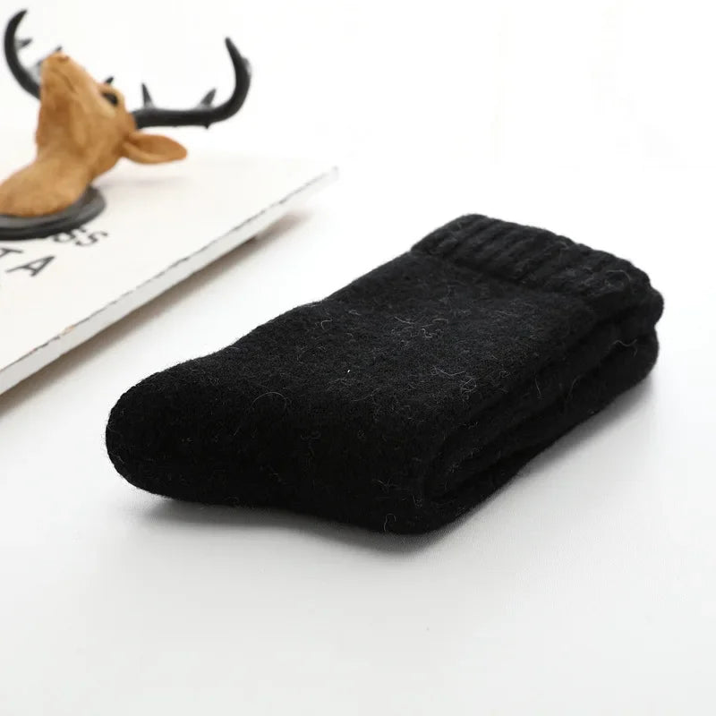 Men Thick Solid Color Socks Merino Wool Warm Winter Snow Thermal Socks Calceta Hombre Skarpety Meskie