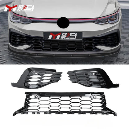GTI style car accessories body kit Front Bumper Grill decoration sports version front grille fog lamp For vw golf 8 mk8 R-Line