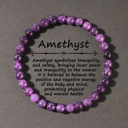 Natural Stone Real Amethyst Beads Bracelets 6/8/10mm Smooth Round Beaded Bracelet Men Women Stretch Jewelry Gifts