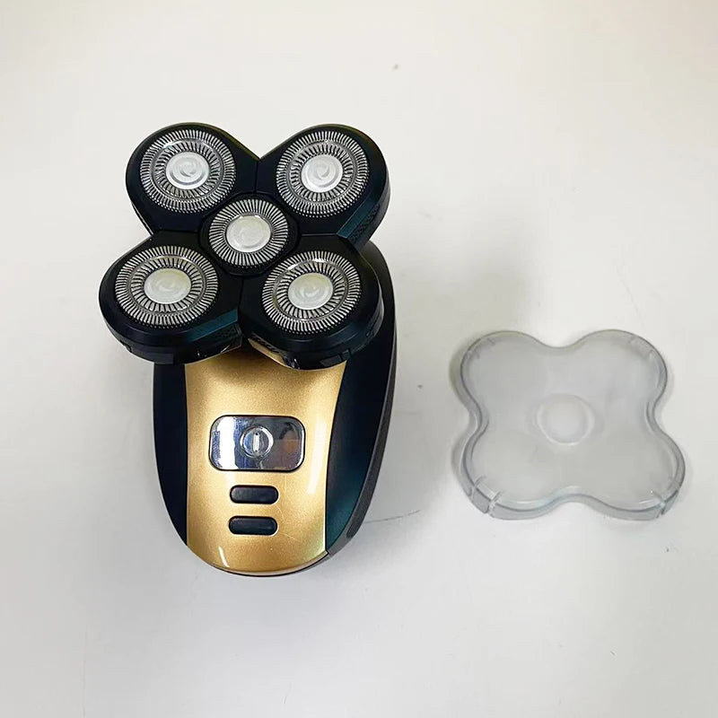 2025New Model Waterproof Rotary Razor Beard Clipper Hair Trimmer Face 5 Headed Electric Shaver Razor Rechargeable Male