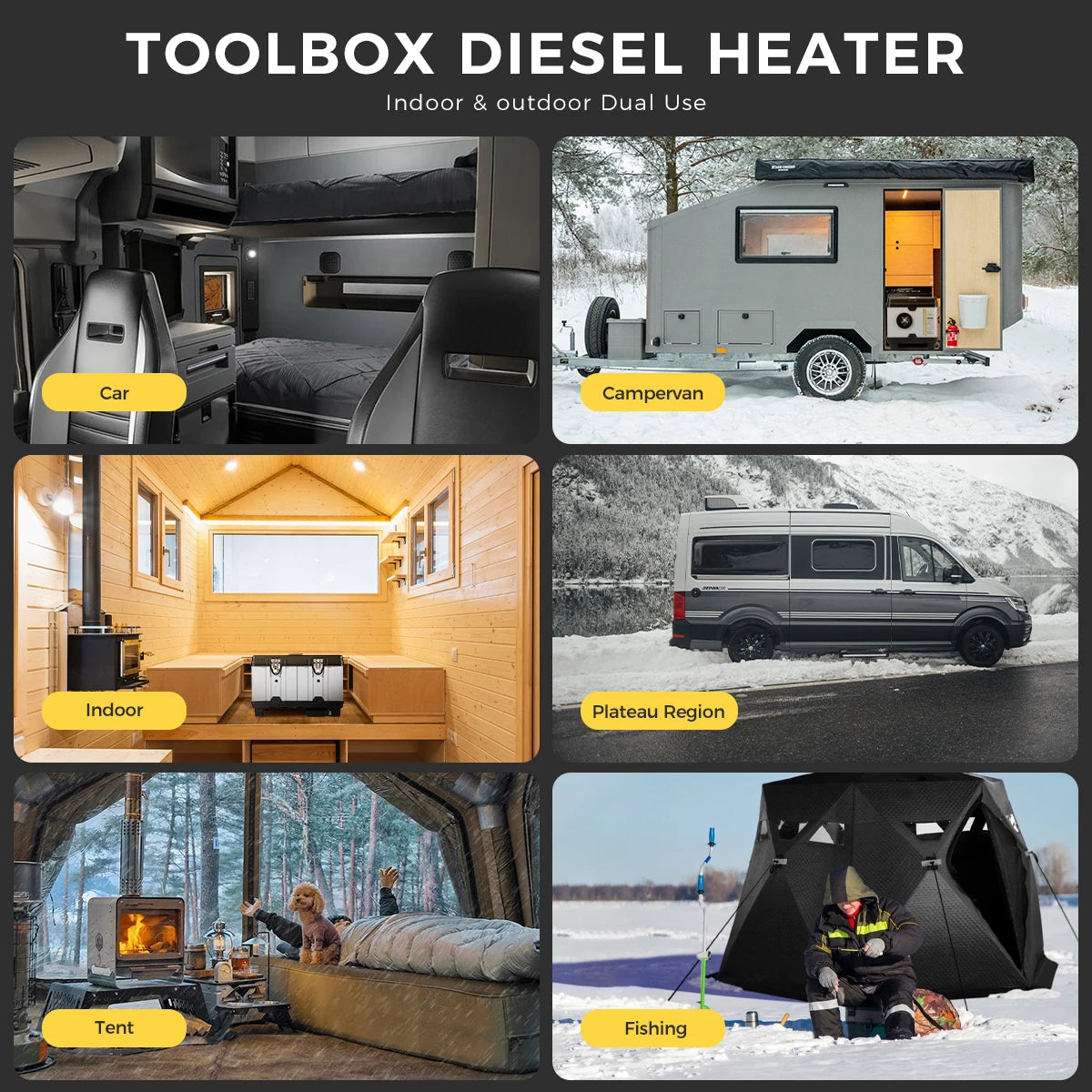 8KW Diesel Parking Air Heater 12V/24V Auto‑Switch Split‑Type WiFi Bluetooth LCD Remote Control for Truck RV Camper Van Motorhome