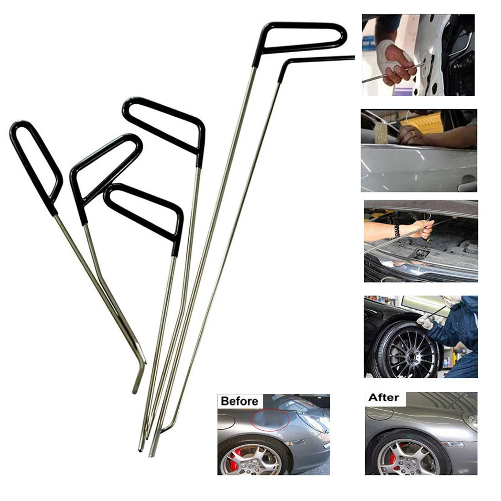 Car Hook Rods Paintless Dent Repair Hail Remover Hooks Rods Kits Auto Body Dents Stainless Steel Hands Tools