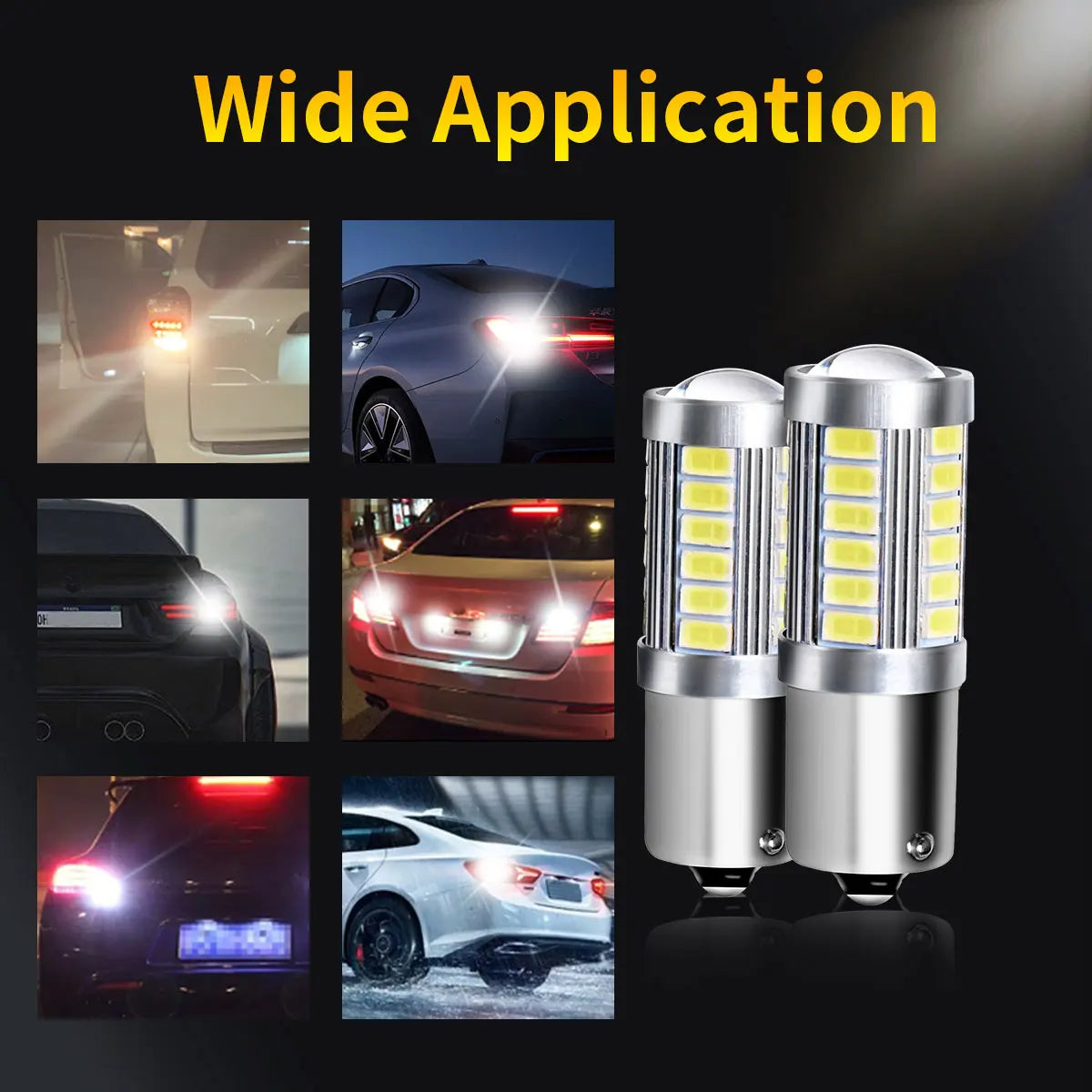2pcs PY21W P21 5W 1156 Ba15s 1157 Bay15d 33 SMD Led Car Flash Brake Bulbs Lights Reverse Parking Lamps