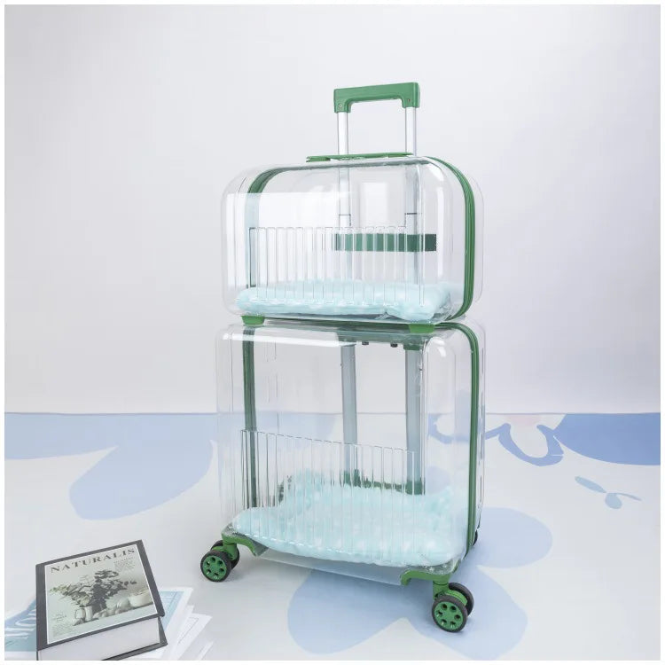 Pet Outdoor Suitcase Portable Car Mounted Double-layer Transparent Breathable Cat and Dog Tour Cat Bag