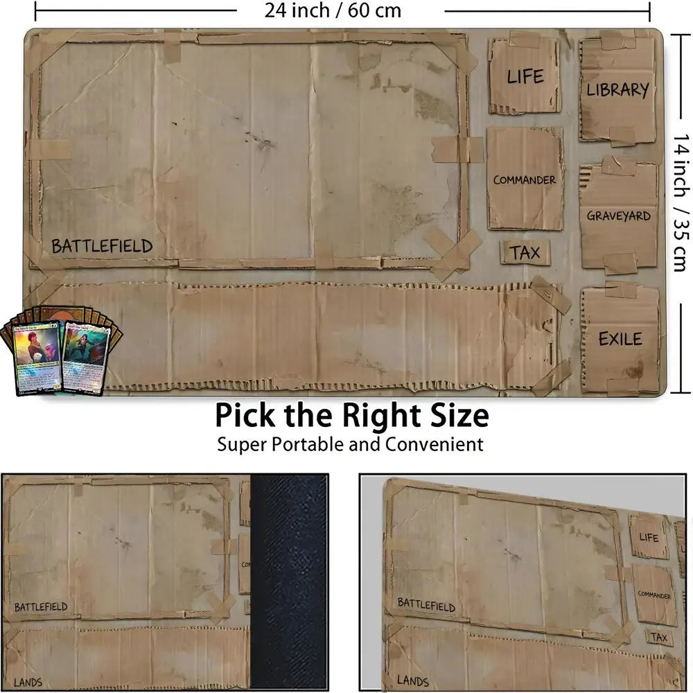 Cardboard Theme Zone Magic Party Game Mat Durable Rubber for MTG&TCG Games 35X60cm Mouse Pad Offices Desk Mats Friendly Design