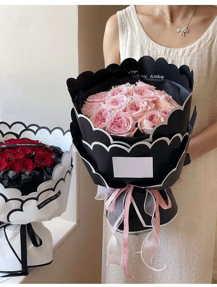 Valentine'S Day Aesthetics Wave Border Flower Wrapping Paper Art Dopamine Butterfly Bouquet Korean Wrapping Paper For Flowers