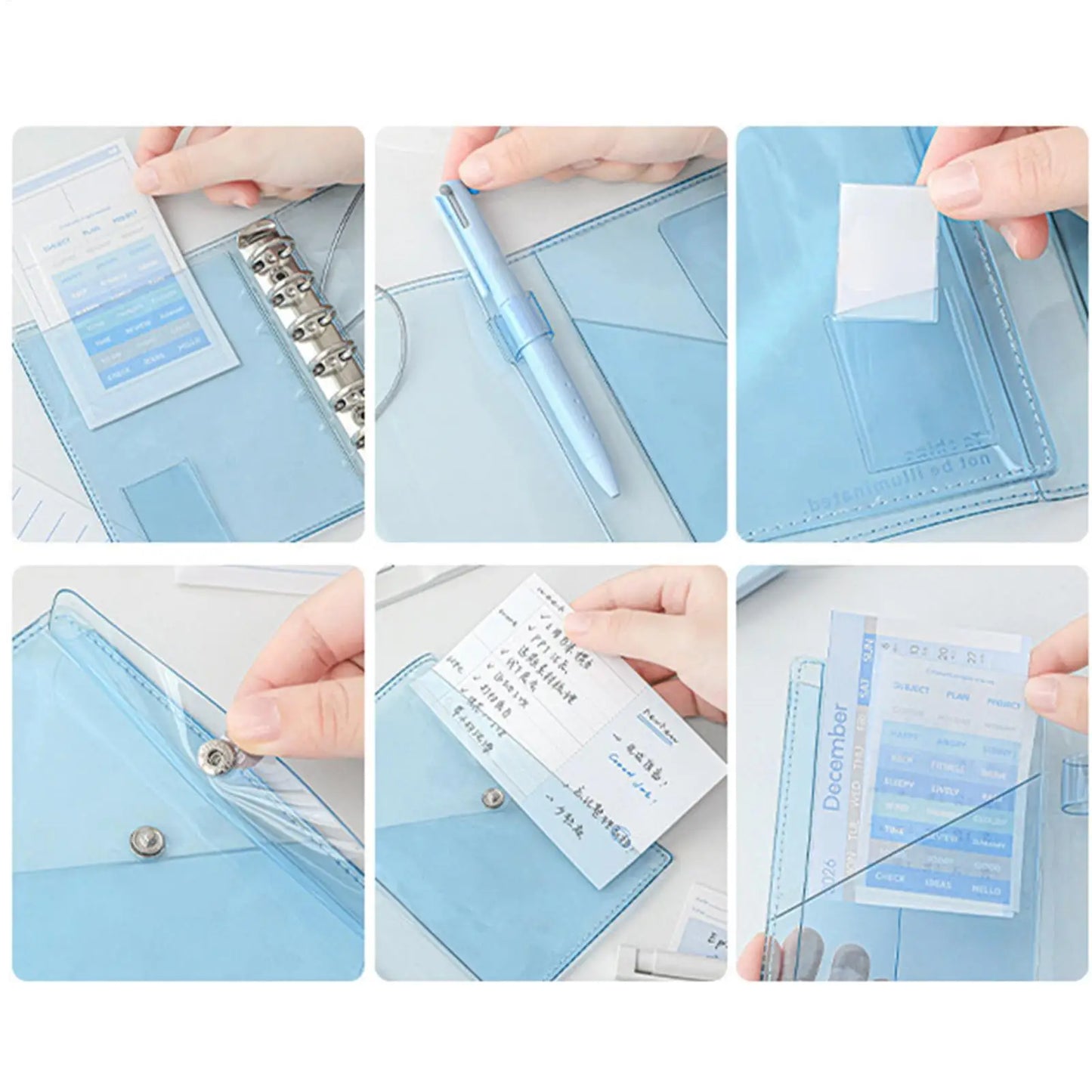 Binder Notebook Aesthetic Portable Detachable Pages Aesthetic Small Notebook Planner for Kids Adults School Classroom College