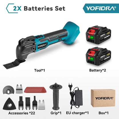 YOFIDRA 6 Gears Electric Saw Oscillating Multi Function Tool Cordless Trimmer Shovel Woodworking Cutting Machine For Makita 18-21V Battery Pin