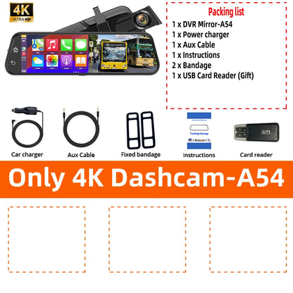 4K HD Car DVR Touch Screen Carplay & Android Auto Dash Cam Night Vision Video Recorder Driving Recorder