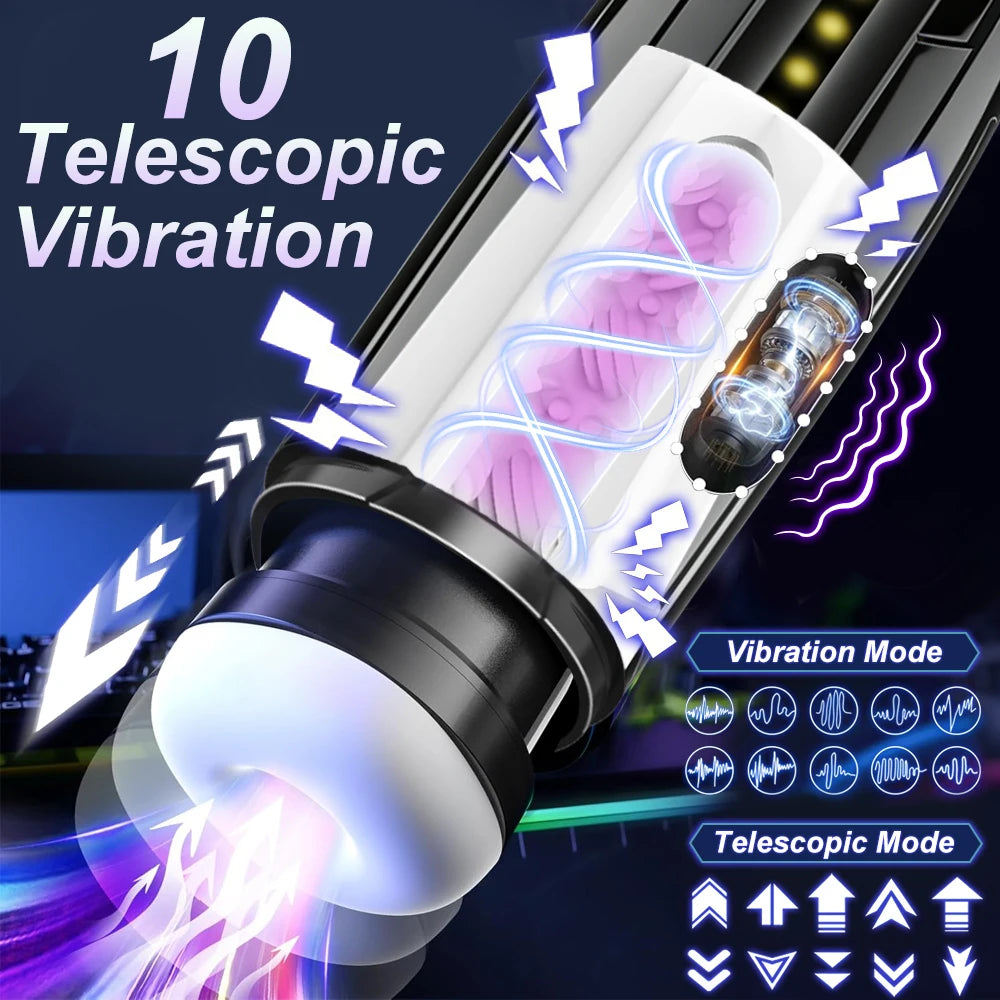 Electric 10 Frequency Telescopic Sucking Vibration Massagator Male Penis Desensitization Training Masturbator Adult Products