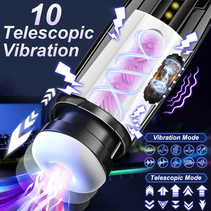 Electric 10 Frequency Telescopic Sucking Vibration Massagator Male Penis Desensitization Training Masturbator Adult Products