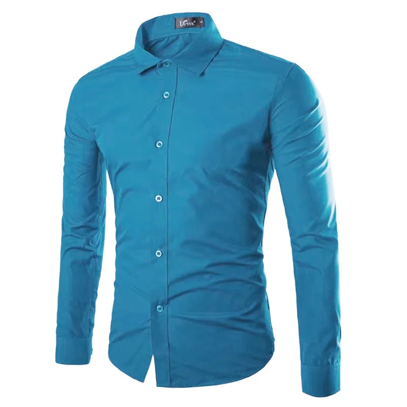 14 Colors Solid Color Men's Fashionable Candy Color Shirt Men's Casual Long Sleeve Shirt for Men