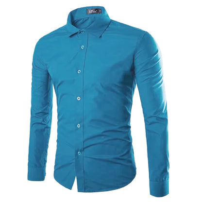 14 Colors Solid Color Men's Fashionable Candy Color Shirt Men's Casual Long Sleeve Shirt for Men
