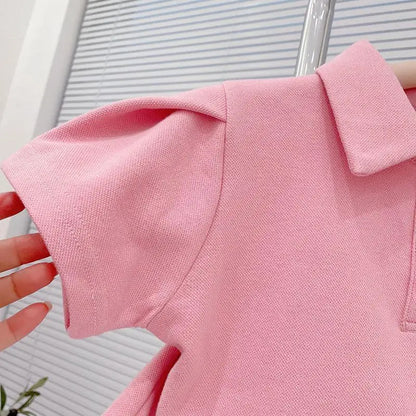 2-8 Years Summer Girls Clothing Set Casual Outdoor Short Sleeve Polo T-shirt +Pants 2Pcs Suit For Kids Children Comforts Outfit