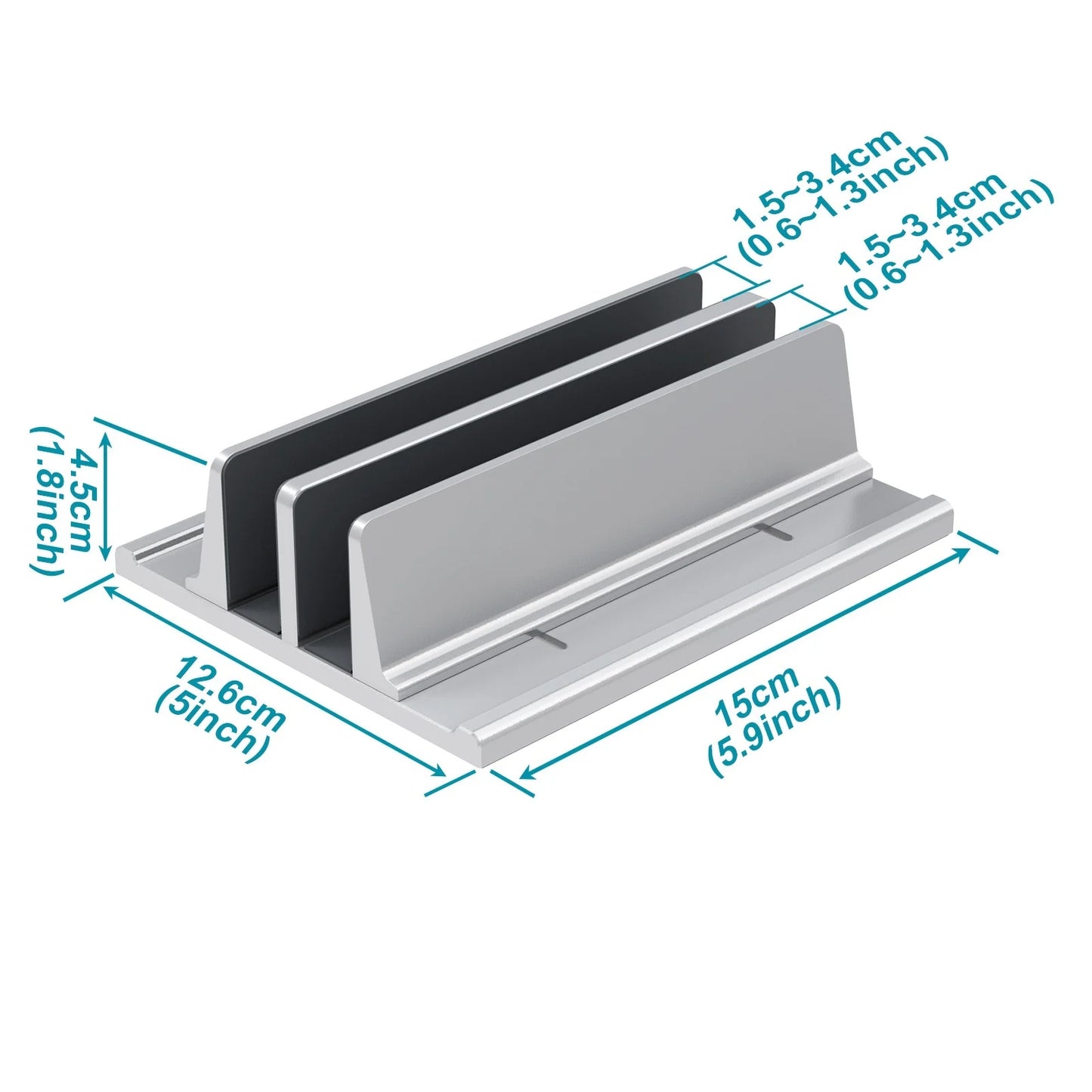 Vertical Laptop Stand, 3 Slots  Desk Laptop Holder & Laptop Docking Station Stand for MacBook, Tablet, Phone - Universal
