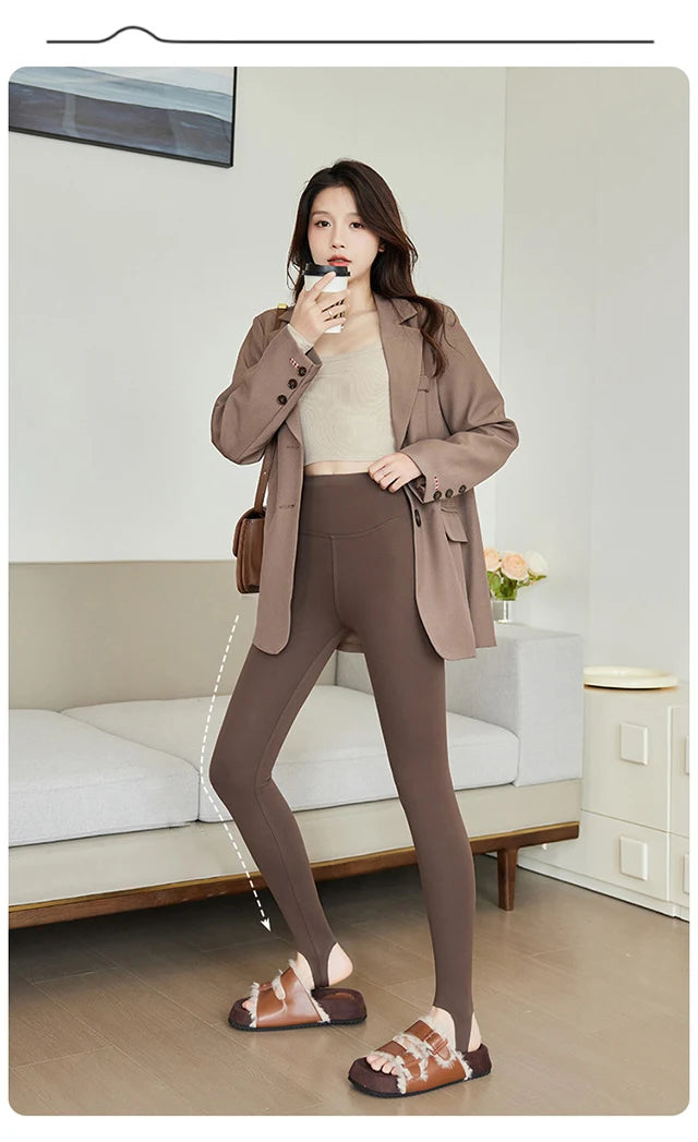 BIVIGAOS Spring Autumn Brushed Foot Tights Sharkskin Leggings Women's High Waist Elastic Tight-Fit Sexy Sports Yoga Leggings