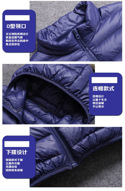 Men's All-Season Ultra Lightweight Packable Down Jacket Water and Wind-Resistant Breathable Coat Big Size Men Hoodies Jackets