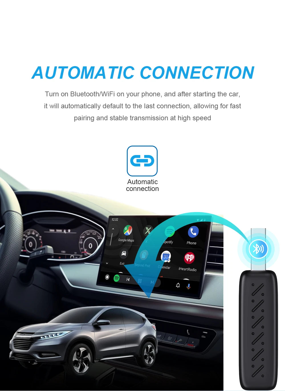 2026 NEW Wired to Wireless CarPlay and Android Auto 2 in 1 Mini Adapter 5GHz WiFi5 for 99% Original Wired CarPlay/Auto Cars