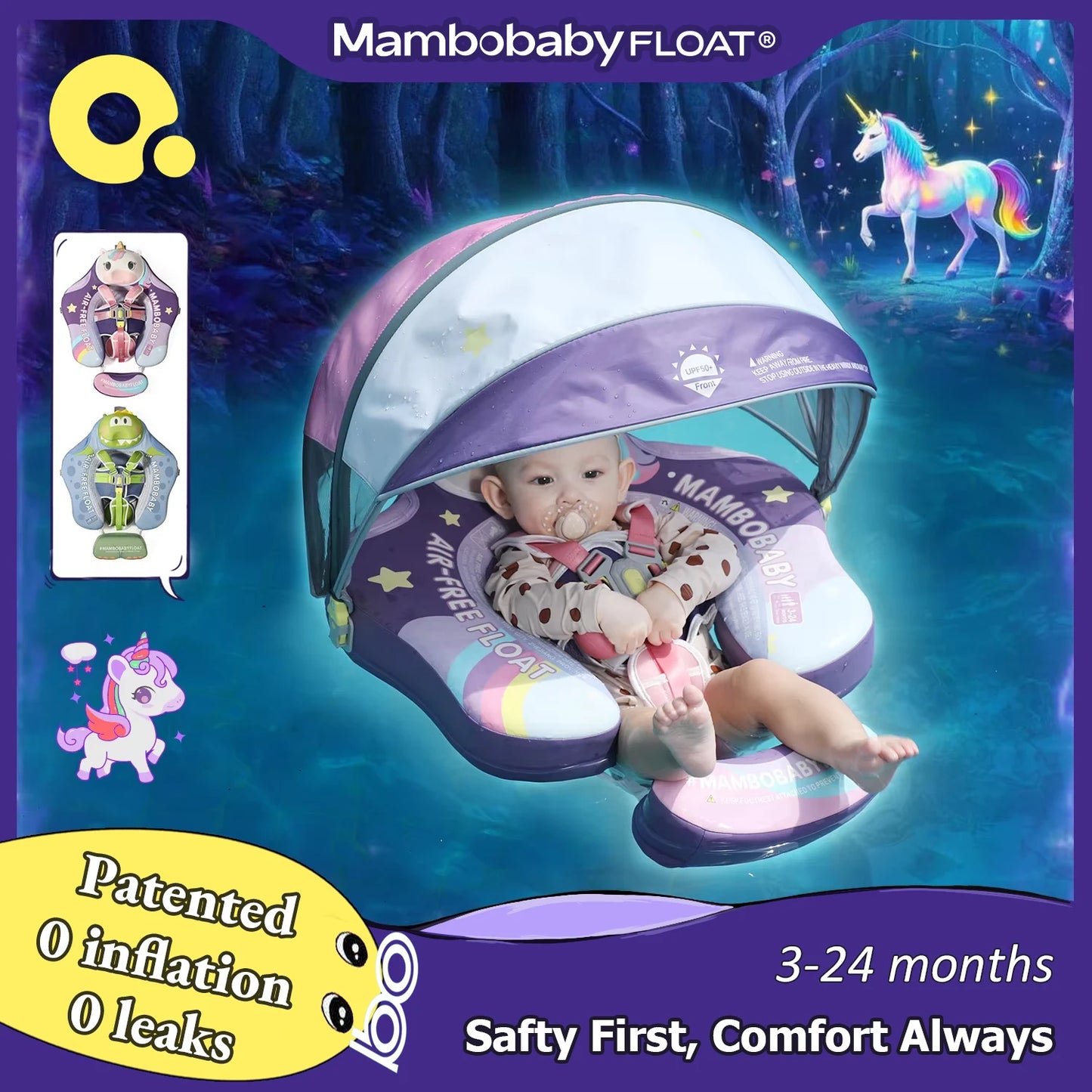 Mambobaby Float Safe Solid Core ST-Unicorn B503-143-W-Z Comfort Always: Skin-friendly Coat Baby Swimming Ring Toddler Pool Float