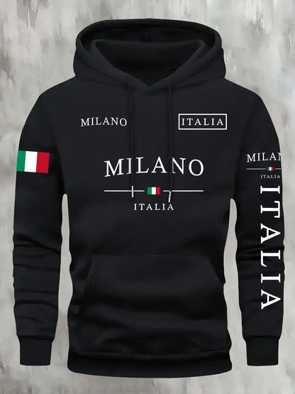 ITALIA MILANO Men Women Hoodie Outdoor Street Casual Sports Vacation Trend Spring Autumn Winter Couple Sweatshirt Top Clothing