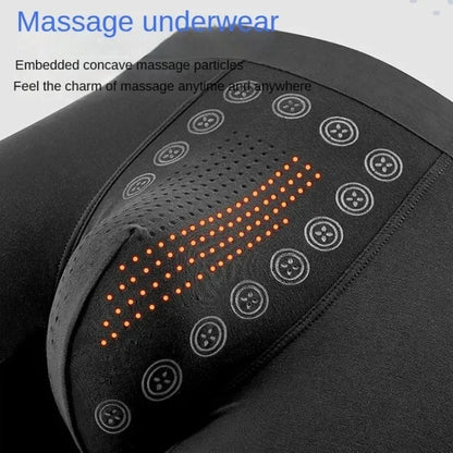 Men’s Boxer Shorts Non-Marking Mid Waist Anion Technology Comfort Underwear Breathable Massage Design Black Men’s Underpants