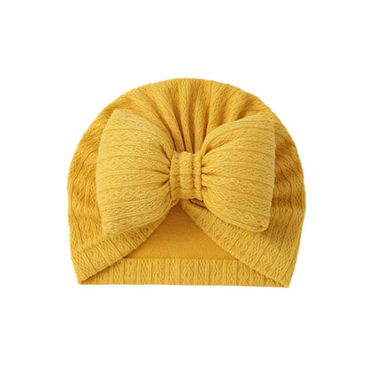 Cute Bowknot Baby Turban Hat Soft Newborn Baby Girls Indian Cap Solid Color Infant Boys Cap Beanies Headwrap