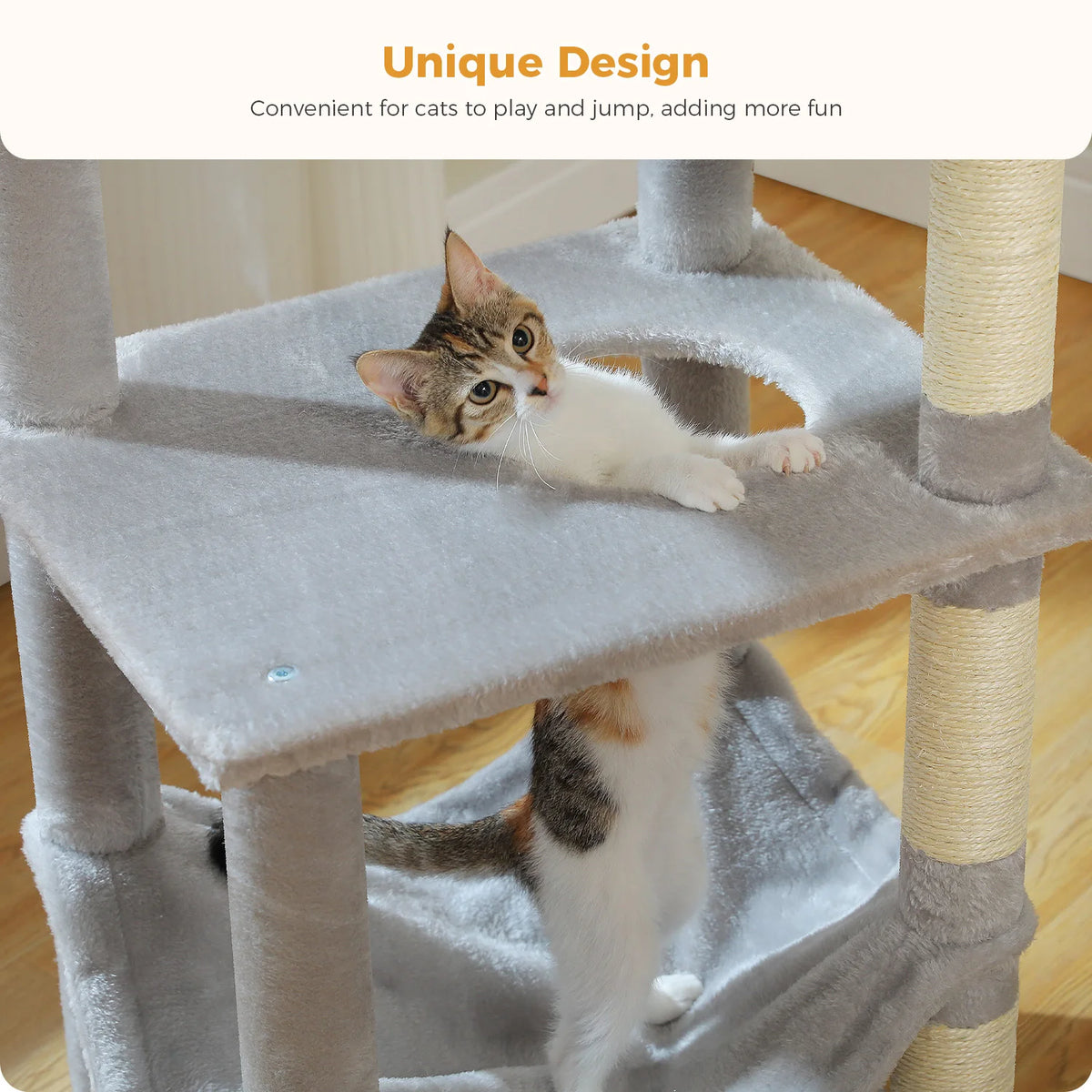 Multi-Level Cat Tree for Indoor Cats Large Cat Tower with Cozy Condo Hammock Sisal Scratching Posts Cat Scratchers Bed Cat Toys