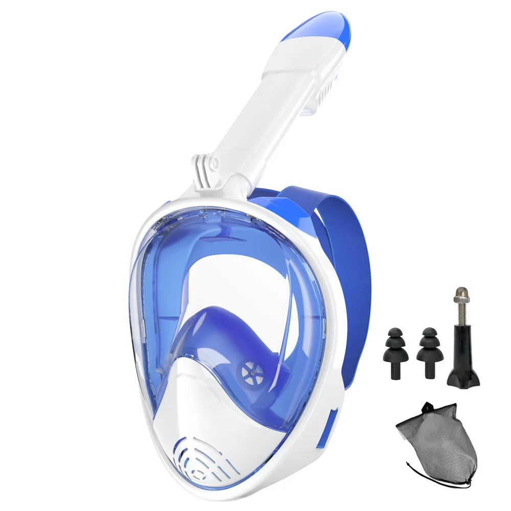 Full Face Snorkel Mask Silicone Diving Mask Full Dry Panoramic With Camera Holder Large Frame Swimming Goggles Set For Adults