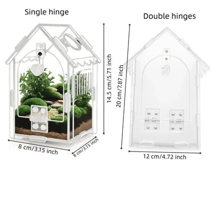 Portable Jumping Spider Enclosure Front Opening Removable Reptile Terrarium with Feeding Port Transparent