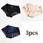 3pcs Lace Women's Panties French Seamless Underwear Female Ice Silk Briefs Solid Color Breathable Underpants Lingerie