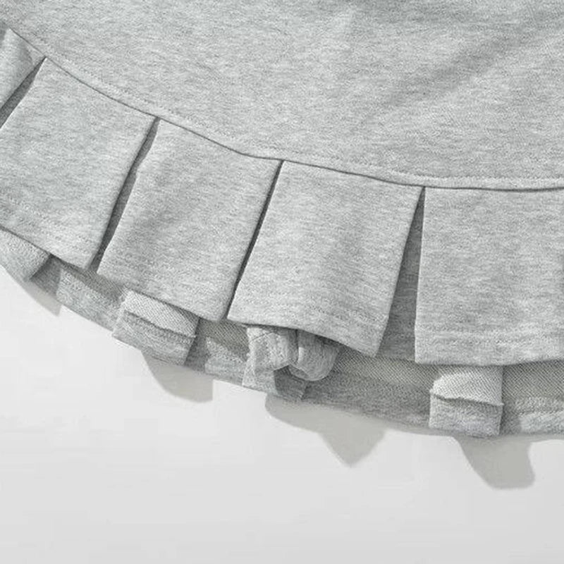 2025 Sexy High Waist Pleated Mini Skirts Women Streetwear A Line Super Short Skirts Woman Korean Fashion Gray Skirt with Shorts