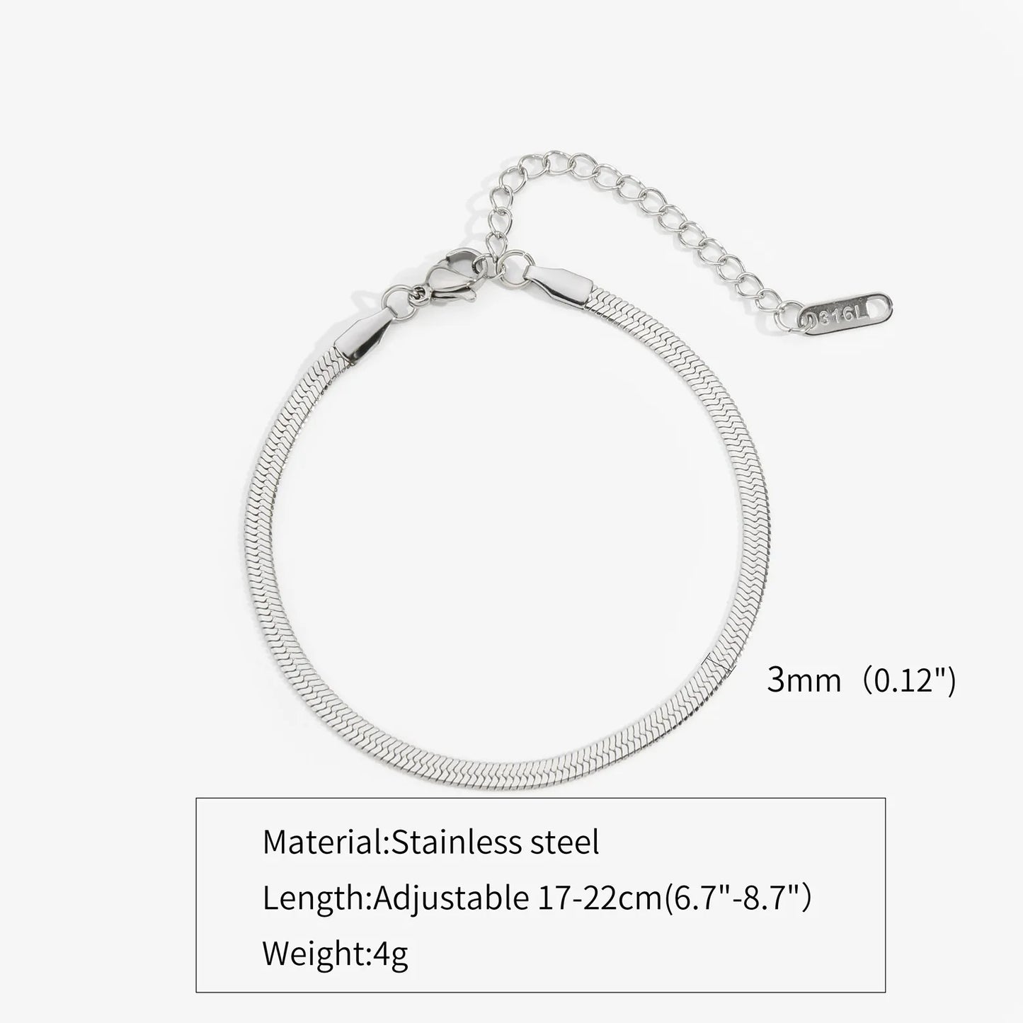 Gold Silver Color Stainless Steel Flat Chain Bracelet For Men Retro Jewelry Trendy Accessories Women Wrap Bangle